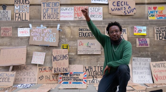 Simukai Chigudu at a protest in Oxford in June last year